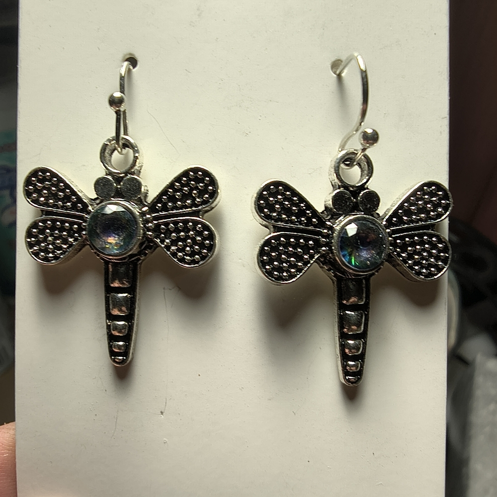 Silver Dragonfly Earrings